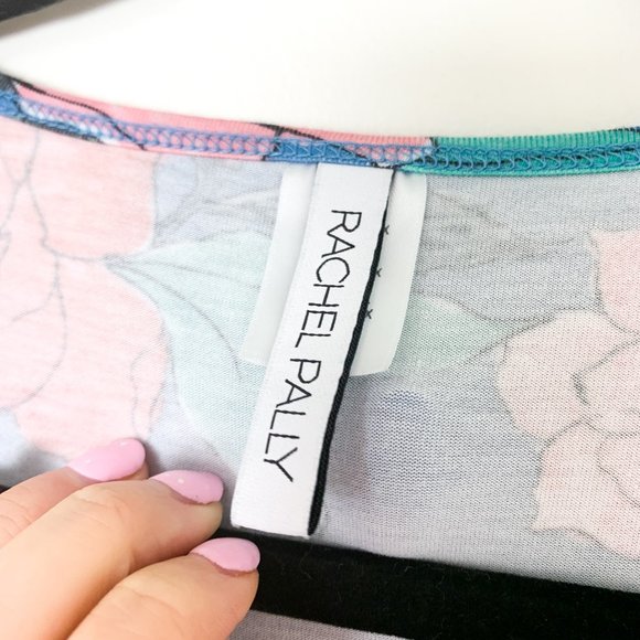 Rachel Pally Kaftan Dress Blue Red Floral V Neck Pleated Stretch Maxi XS - Picture 5 of 7